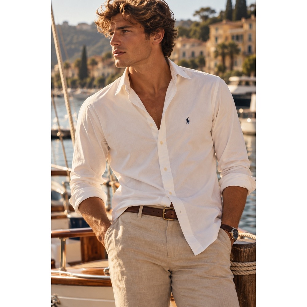 Polo Ralph Lauren Mens Slim Fit Easy Care Stretch Shirt White 15 32/33 L/S